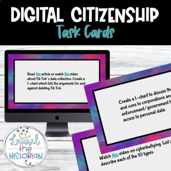 Preview of Digital Citizenship Task Cards 26 activities *Back to School*