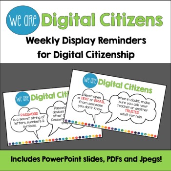 Preview of Digital Citizenship Weekly Display Reminders