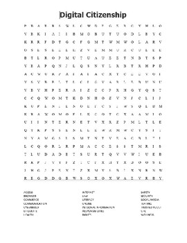 Preview of Digital Citizenship Word Search (intermediate level)