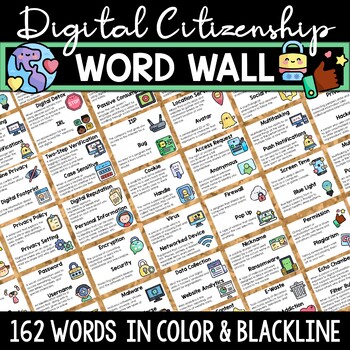 Preview of Digital Citizenship Word Wall Bulletin Board Set Includes 162 Words