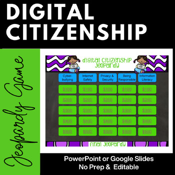 Preview of Digital Citizenship and Internet Safety Jeopardy