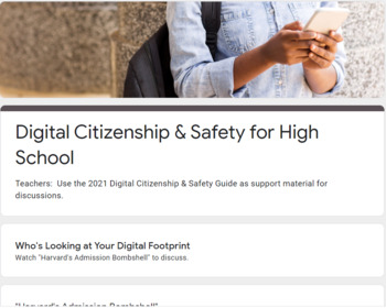 Preview of Digital Citizenship and Safety for High School