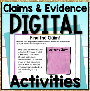 Preview of Claims and Evidence Digital Activities for Google Classroom