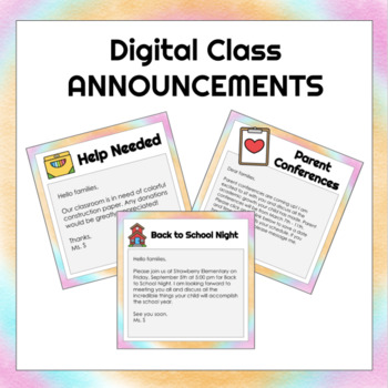 Preview of Digital Class Announcements I Parent Communication