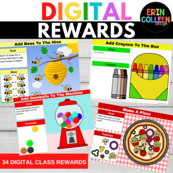 Preview of Digital Class Reward Charts for Classroom Management Google Slides