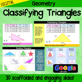 Preview of Digital Classifying Triangles, naming triangles, types of triangles, geometry