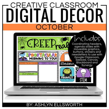 Preview of Digital Classroom Decor October | Distance Learning | Google Slides and Headers