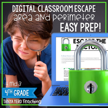 Preview of 4th Grade Digital Math Escape Room Area and Perimeter 4.MD.3