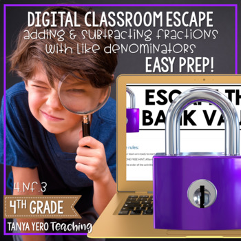 Preview of 4th Grade Math Digital Escape Room Adding and Subtracting Fractions 4.NF.3