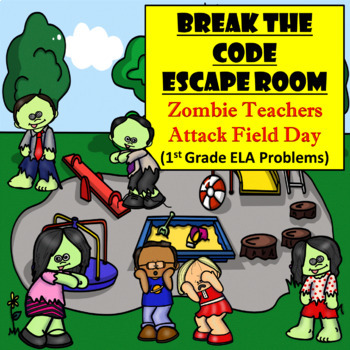 Preview of Zombie Field Day Escape Room | 1st Grade Reading | Digital Google Forms | Team