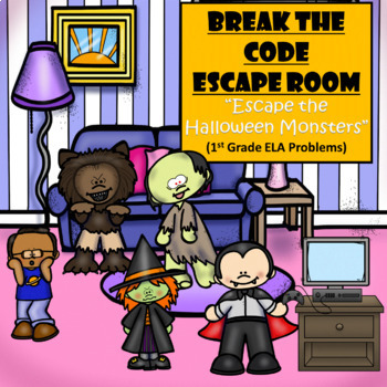 Preview of Halloween Escape Room | 1st Grade Reading | Digital Google Forms | Teamwork