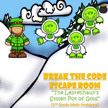 Preview of St. Patricks Escape Room | 2nd Grade Math | Digital Google Forms | Teamwork