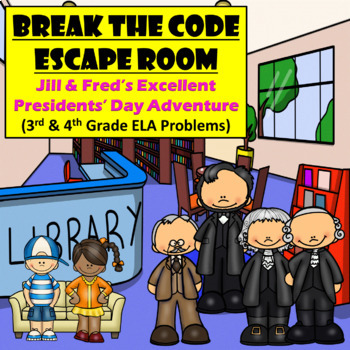 Preview of Presidents Escape Room | 3rd & 4th Grade Reading | Digital Google Forms | Team
