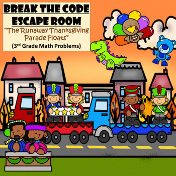 Preview of Thanksgiving Escape Room | 3rd Grade Math | Digital Google Forms | Teamwork