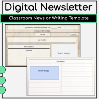 Preview of Digital Classroom Newsletter {Classroom News or Writing Activity Template}