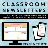 Digital Classroom Newsletter Templates: Peace and Tie Dye 