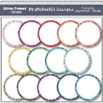 Digital Clipart Circle Frames - Rainbow Glitter by MrsMcDee153 | TpT