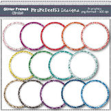 Digital Clipart Circle Frames - Rainbow Glitter
