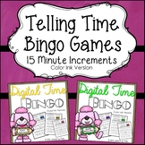 Telling Time Bingo Bundle | 15 minute increments | Color Version