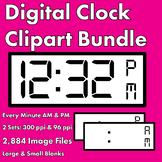 Digital Clock Clipart Bundle - Every Minute AM & PM - Smal
