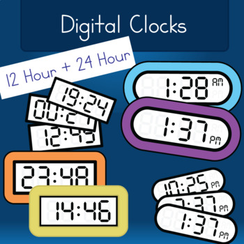 Preview of Digital Clocks - Distance Learning Resource (Clip Art)