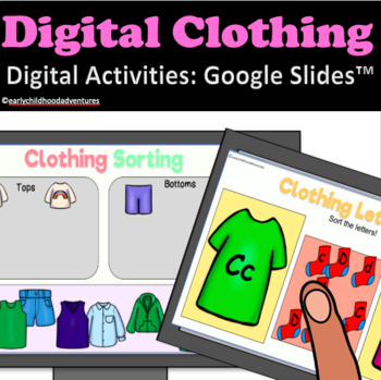 Preview of Digital Clothing Activities - Math and Literacy Centers for Google Slides™