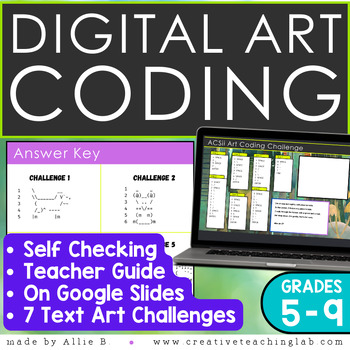 Preview of Digital Coding Text Art Project for Middle School Algorithm Art Activities