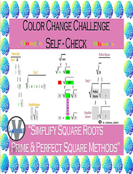 Preview of Digital Color Change Challenge Simplifying Square Roots Self Check