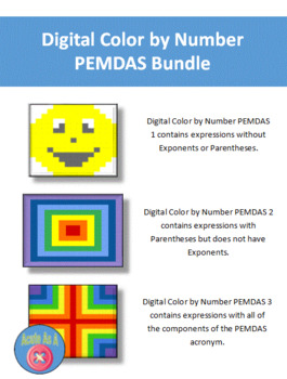 Preview of Digital Color by Number PEMDAS Bundle (Order of Operations)