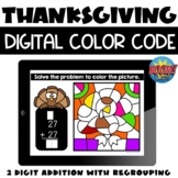 Digital Color Code Thanksgiving 2 Digit Addition with Regr