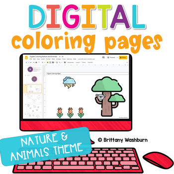 Preview of Digital Coloring Pages Nature and Animals Theme