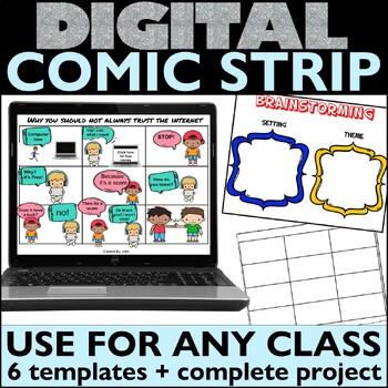 Preview of Digital Comic Strip Template Google Classroom Project Activities Blank Storybook