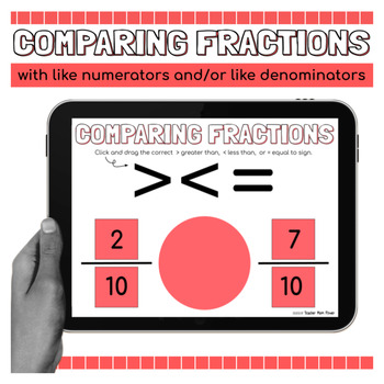 Preview of Digital Comparing Fractions Practice Same Numerator or Denominator 3.NF.A.3.D