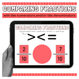 Digital Comparing Fractions Practice Same Numerator or Den