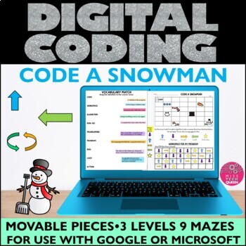 Preview of Digital Computer CODING Winter Hour of Code Activities Snowman December