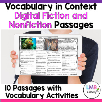 Preview of Digital Context Clues Reading Passages with Vocabulary, Fiction and Nonfiction