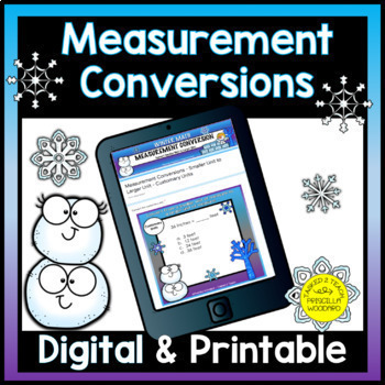 Preview of Digital Converting Customary Units of Measures | Winter Measurement Conversions