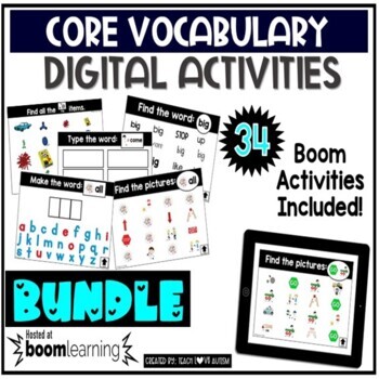 Preview of Digital Core Vocabulary Activities Boom Cards  for Speech Therapy Lessons