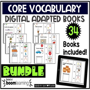 Preview of Digital Core Vocabulary Adapted Books Boom Cards for Speech Therapy Lessons