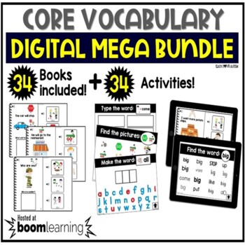 Preview of Digital Core Vocabulary Adapted Books Boom Cards for Speech Therapy Lessons
