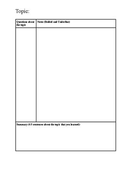 Preview of Digital Cornell Note Catcher Template