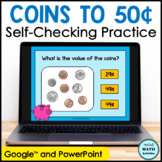 Digital Counting Coins to 50 Cents Practice Activity