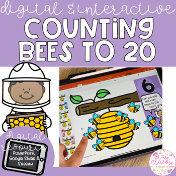 Preview of Digital Counting to 20 Bees - SeeSaw, Google Slides & PowerPoint