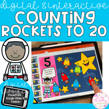 Preview of Digital Counting to 20 Rockets - SeeSaw, Google Slides & PowerPoint