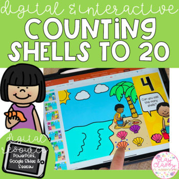 Preview of Digital Counting to 20 Shells at the Beach - SeeSaw, Google Slides & PowerPoint