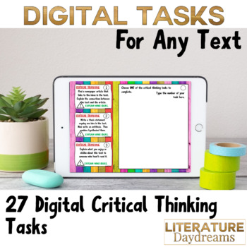 Preview of Digital Critical Thinking Task Cards any literature text
