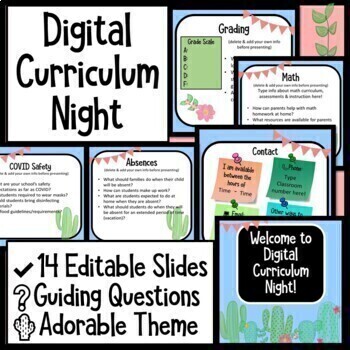 Preview of Digital Curriculum Night Slideshow Template / EDITABLE!