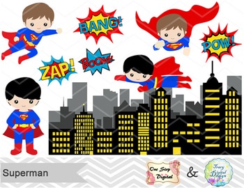 Digital Cute Superboy Clip Art Superhero Clip Art Boys Clip Art 00184