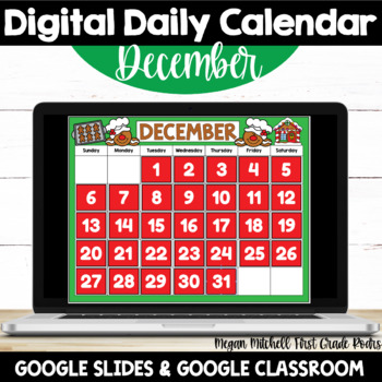 Preview of Digital DECEMBER Calendar Google Classroom Google Slides