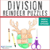 DIVISION Reindeer Craft Activity: Christmas Math Puzzle Ce